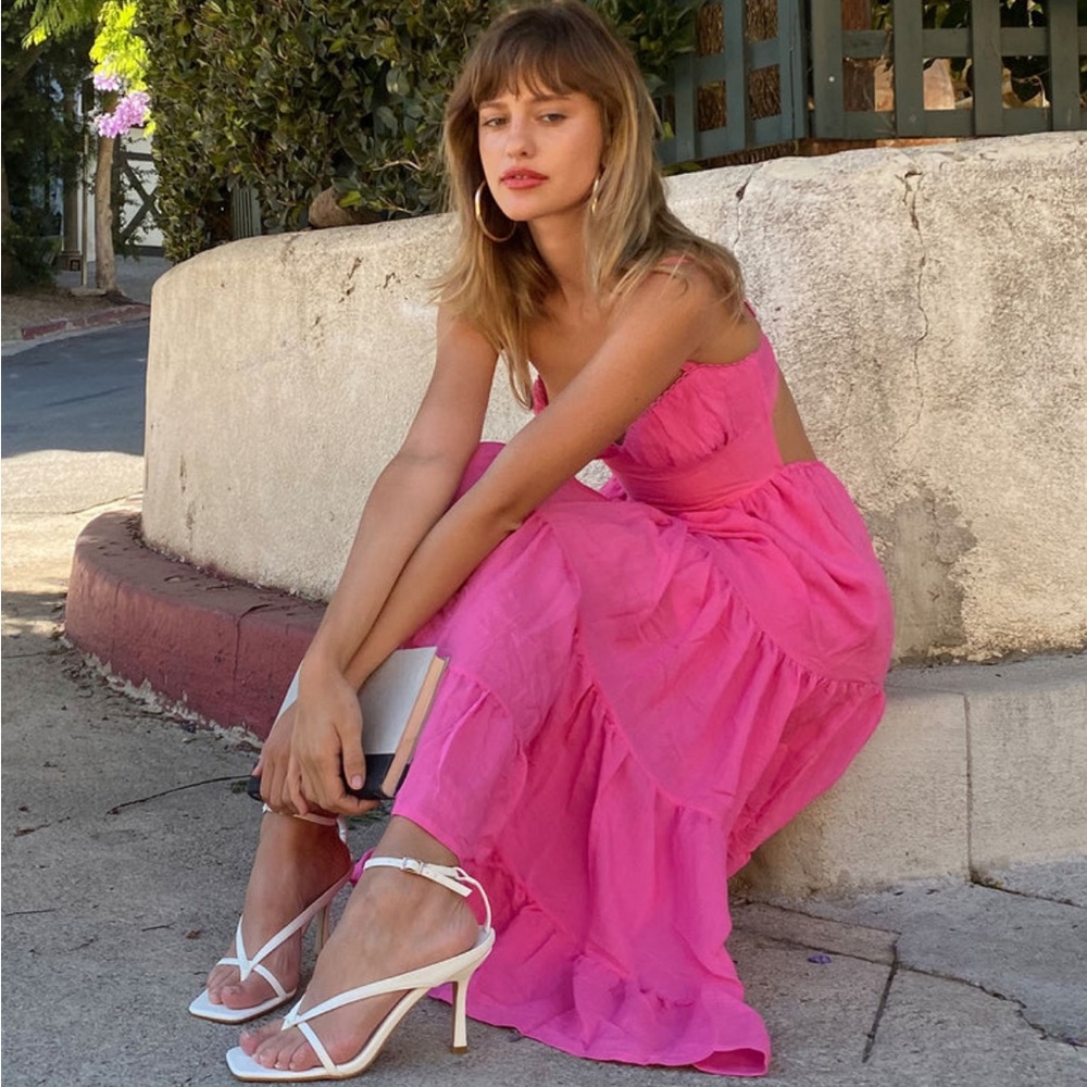 Free People Hot Pink Tiered Maxi Dress - Picture 2 of 4
